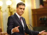 El presidente del Gobierno, Pedro Sánchez, en el Congreso.