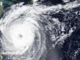 Imagen de satélite del tifón Trami a su paso por Japón.