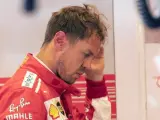 Sebastian Vettel, tras una de las sesiones de entrenamientos libres del GP de Estados Unidos.