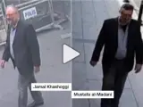 Imagen de Khashoggi entrando y de Mustafa al-Madani saliendo del consulado saudí