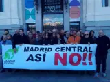 Afectados por el Madrid Central se manifiestan en Cibeles.