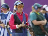 La tiradora española, Fátima Gálvez, durante la final de foso olímpico en Londres 2012.