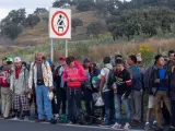 Caravana de migrantes en México.