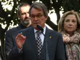 Artur Mas, este martes, en el Palau Robert de Barcelona hablando sobre la sentencia.
