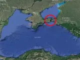 El estrecho de Kerch, única vía de comunicación entre los mares de Azov y Negro.
