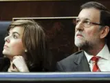 Imagen de archivo de Soraya Sáenz de Santamaría y Mariano Rajoy en el Congreso.
