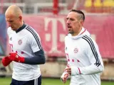 Robben y Ribery, durante un entrenamiento del Bayern de Múnich.