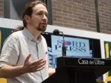 Pablo Iglesias en la presentación de 'Nudo de España', en la Casa del Libro.