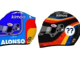 Los dos posibles cascos de Fernando Alonso para las 500 Millas de Indianápolis.