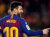 Leo Messi celebra un gol.