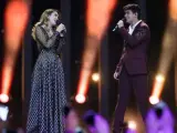 Amaia y Alfred, representantes de España, durante su actuación en la gran final de Eurovisión 2018.