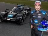 Fernando Alonso, junto al Cadillac DPi del Wayne Taylor Racing de las 24 horas de Daytona.