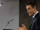 El presidente del Gobierno, Pedro Sánchez, en rueda de prensa.