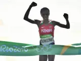 Jemimah Sumgong, de Kenia, fue la ganadora en la prueba de maratón femenina.