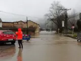 Temporal de lluvia en Asturias, río Nalón, inundaciones en Trubia