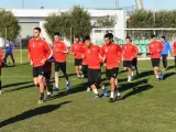 Los jugadores del Reus Deportiu, en un entrenamiento.