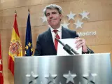 El presidente de la Comunidad de Madrid, Ángel Garrido, durante la rueda de prensa.