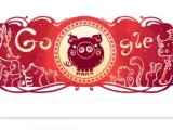 El doodle que Google le ha dedicado al año nuevo chino, el año del cerdo.