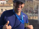 El exfutbolista conmemoró con esta foto su participación en la Media Maratón de Barcelona.