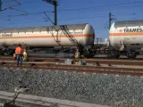 Intervención de los bomberos en el tren cargado de amoniaco