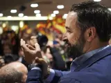 El presidente de Vox, Santiago Abascal, durante un acto de su partido.
