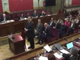 El exvicepresidente de la Generalitat y principal acusado, Oriol Junqueras, antes de comenzar su declaración durante la tercera jornada del juicio del procés.