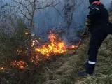 Bomberos trabajan en la extinción de incendios forestales en Goizueta, Irurita y