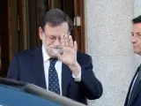 El expresidente del Gobierno, Mariano Rajoy, a su salida esta tarde del Tribunal Supremo tras declarar como testigo en el juicio del 'procés'.