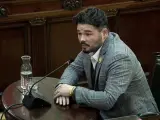 El portavoz y diputado en el Congreso Gabriel Rufián, durante su declaración como testigo en el juicio del 'procés'.