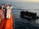 Operación de rescate de inmigrantes en Mar de Alborán, en una imagen de archivo.