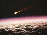 Recreación de un meteoro acercándose a la Tierra.