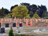 Imagen de las tumbas para las 50 víctimas de la masacre en Christchurch, Nueva Zelanda.