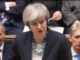 La 'premier' británica, Theresa May durante un debate sobre el Brexit