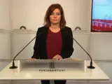 Elisenda Alamany, portavoz de CatECP en el Parlament, en rueda de prensa.