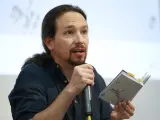 El secretario general del partido y candidato de Unidas Podemos a la presidencia del Gobierno, Pablo Iglesias, presenta su programa electoral para el 28A.