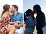 Paula Echevarría besando a su pareja, Miguel Torres, y a su hija, Daniella.