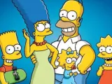 Los cinco componentes de la familia Simpson.