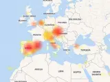 Mapa de caídas de Whatsapp, Facebook e Instagram a nivel mundial.