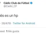 Verdés responde con elegancia al ofensivo tuit del Cádiz