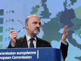 Pierre Moscovici ofrece una rueda de prensa, este martes, sobre la previsión de crecimiento durante 2019.