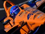 Fernando Alonso al volante del McLaren de las 500 millas de Indianápolis.