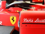 Detalle del 'Niki Lauda' que lucirán los Ferrari durante el GP de Mónaco.