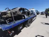 El vehículo en el que viajaba José Antonio Reyes tras el accidente.