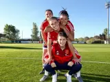 Mariona Caldentey, Andrea Pereira, Leila Ouahabi y Lucía García, jugadoras de la selección española femenina de fútbol.