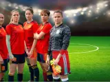 Las jugadoras de la selección española Silvia Meseguer, Celia Jiménez, Vicky Losada, Marta Corredera y Sandra Paños.