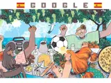 El doodle de Google dedicado a la selección española de Fútbol.