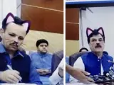 Un partido político retransmite por Facebook Live un directo con el filtro de gato activo.