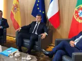 Sánchez, Macron y Costa, en Bruselas.