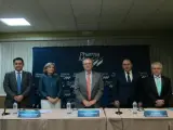 La directora financiera de Pharma Mar, María Luisa de Francia, el presidente, José María Fernández, y el director general de la Unidad de Negocio de Oncología, Luis Mora, este miércoles