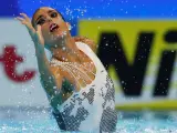 Ona Carbonell, durante uno de sus ejercicios en el Mundial de natación de Gwangju 2019.